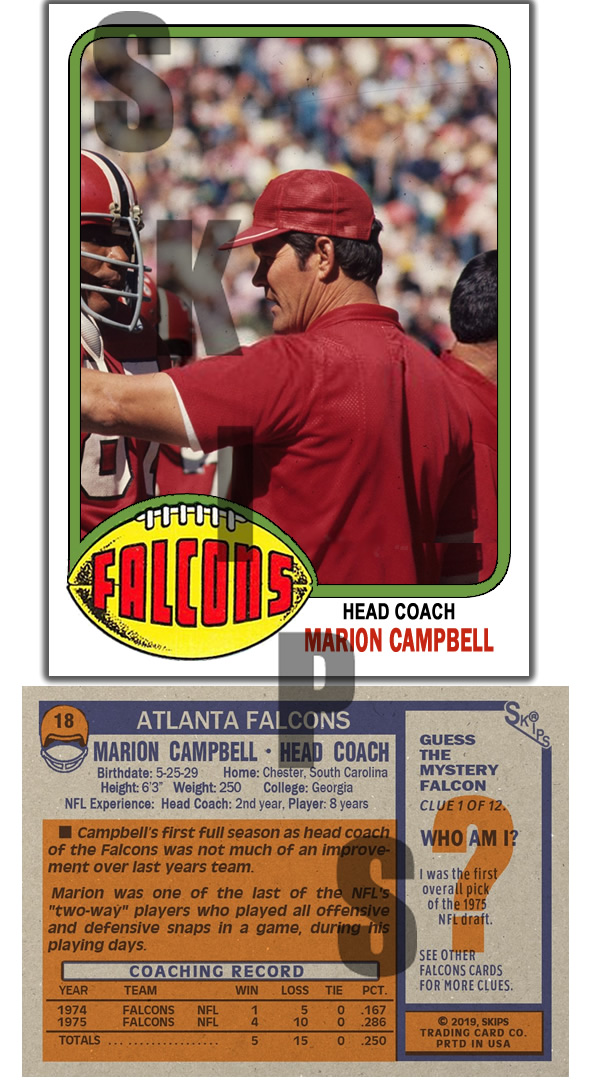 1976 STCC #18 Topps Marion Campbell Atlanta Falcons
